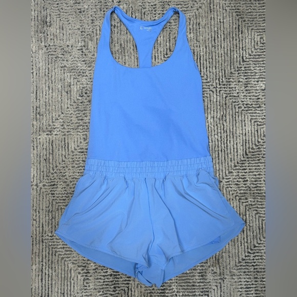Offline by Aerie Real Me Hot Stuff Romper Blue Athletic Shorts Onesie Women’s L - Picture 9 of 12